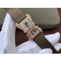 Copy Cartier High Jewelry Watches WJ306014 White Dial Brown Fabric Strap WJ00591