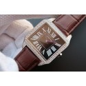 Fake Cartier Santos WH100651 Diamond Black Dial Leather Strap WJ00547