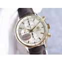 Tag-Heuer Carrera CAL1887 Chronograph V6 White Dial Markers Leather Strap WJ01258