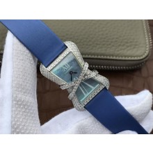 Cartier High Jewelry Watches WJ306014 Blue Dial Blue Fabric Strap WJ00641
