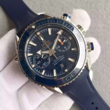 Copy Fashion Omega Seamaster Professional Chronograph Blue Bezel Blue Dial Rubber Strap WJ00307