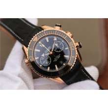 Fake High Quality Omega Planet Ocean Master Chronometer Black Polished Bezel Black Dial Leather Omega WJ01056