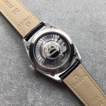 Replica Omega Globemaster Master Chronometer Black Dial Leather Strap WJ00365
