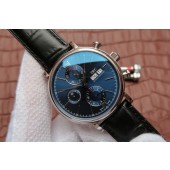 Best Quality IWC Portofino Chrono IW391019 Blue Dial Leather Strap WJ00620