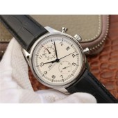 Knockoff IWC Portugieser Chrono Classic 42 IW390403 White Dial Blue Hand Leather Strap WJ00899